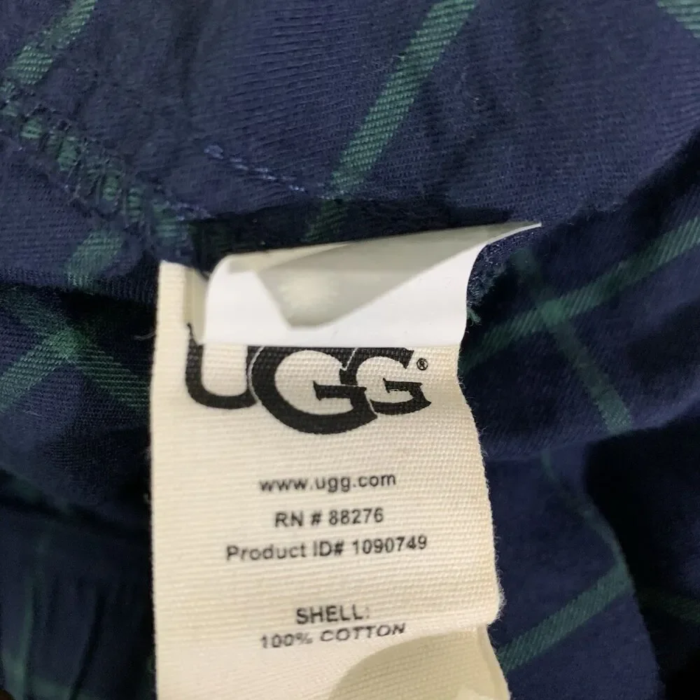UGG Men’s Check Cotton Flannel Lounge Pajama Pants Navy Blue Green Size XXL